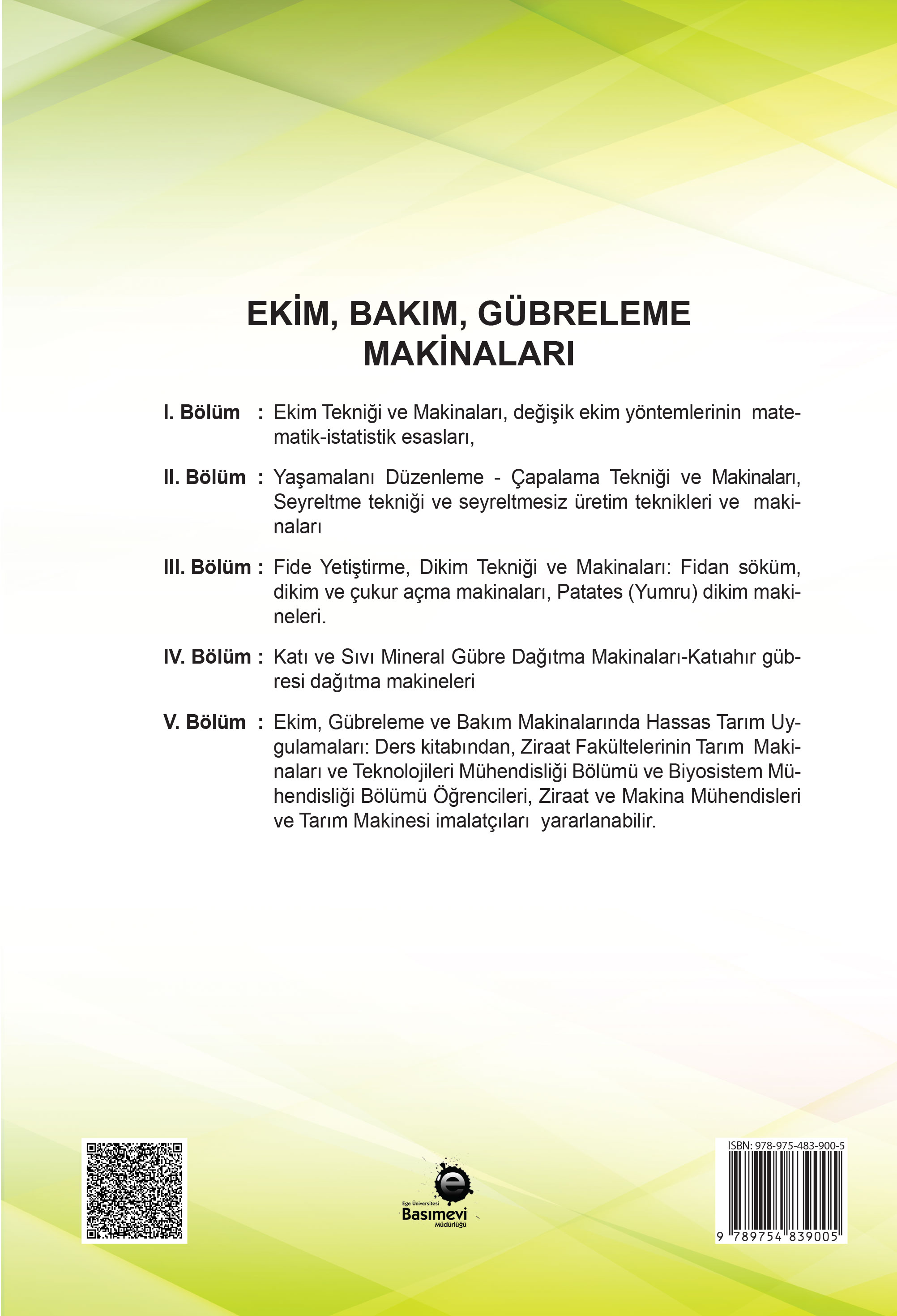 Ekim, Bakım, Gübreleme Makinaları (Genişletilmiş)