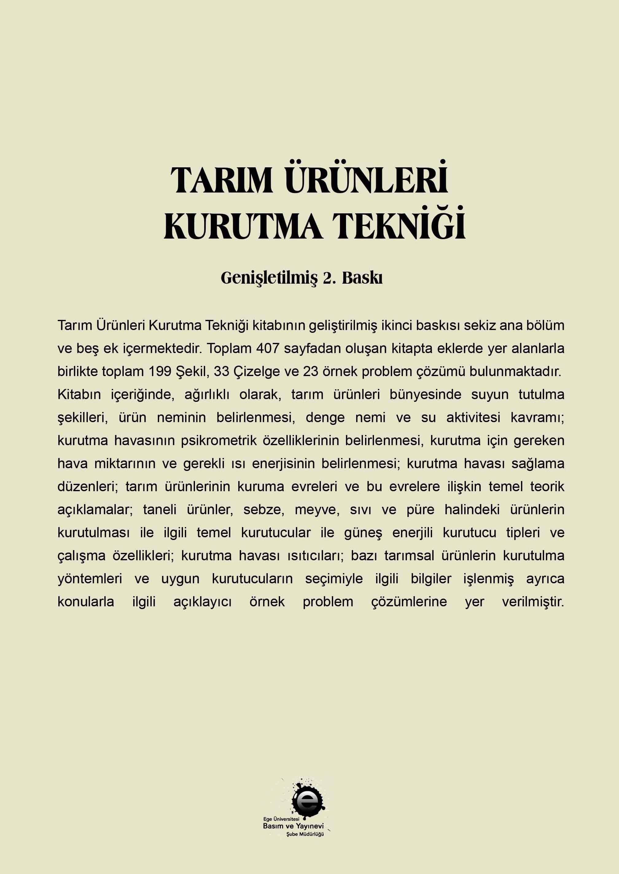 Tarım Ürünleri Kurutma Tekniği (Genişletilmiş 2. Baskı)